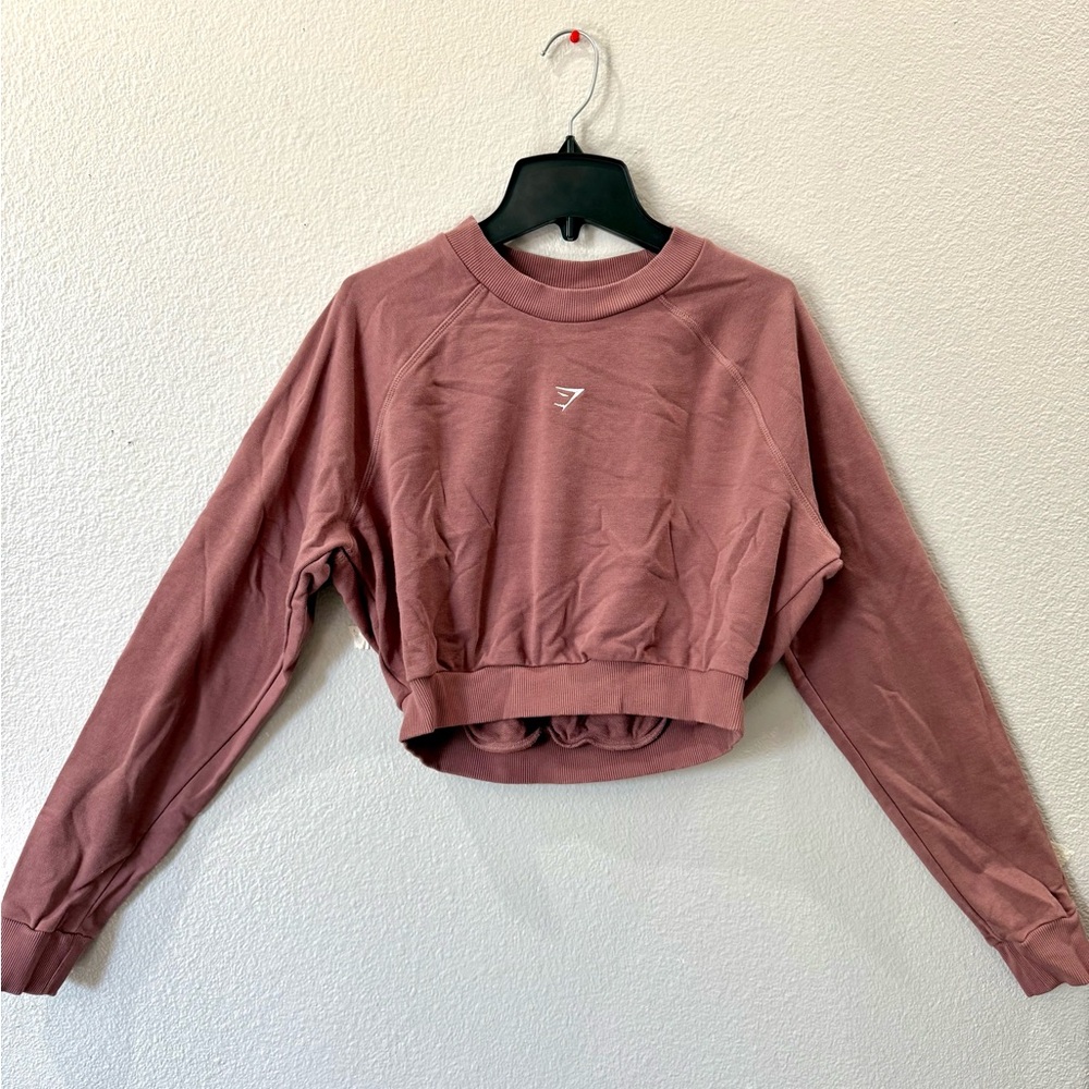 Gymshark Cropped Sweatshirt Mauve Dusty Purple | Small |Athleisure Crop Pullover - Picture 2 of 7